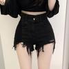 Korean High Waist Distressed Denim Shorts for Women
