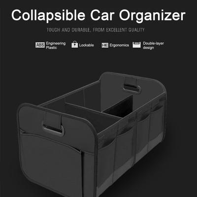 Folding Car Trunk Organizer Multi Compartments Collapsible Storage Box Anti-slip Waterproof 600D Oxford Cloth Large Capacity Auto Storage Box