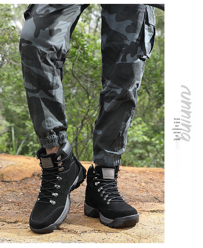 Men's Plus Size Mid-top Outdoor Training Boots - Non-slip & Wear-resistant for Hiking