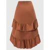 Summer New Temperament Elegant High Waist Splicing Thin Ruffle Hem Skirt