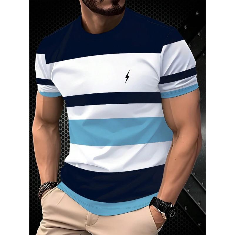Summer striped printed men s T-shirt 2XS