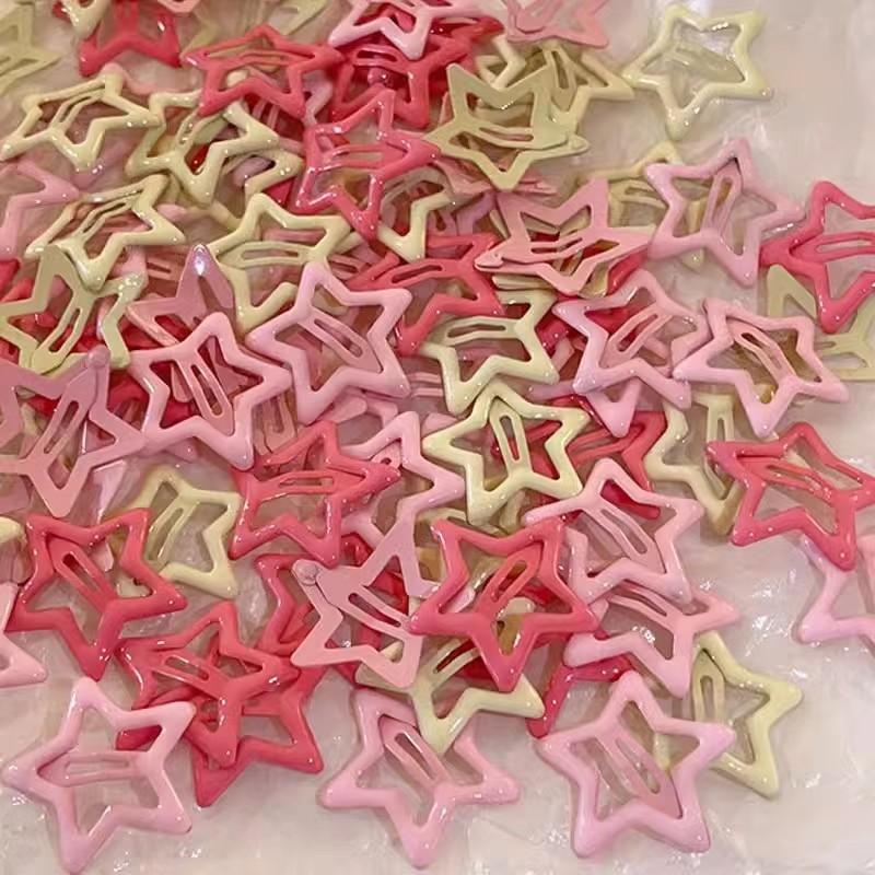 

10 шт., красочные заколки для волос со звездой BB, женские заколки для волос Y2K, милые металлические заколки со звездами, боковые заколки, заколки для волос, головные уборы, аксессуары для волос 10 pcs