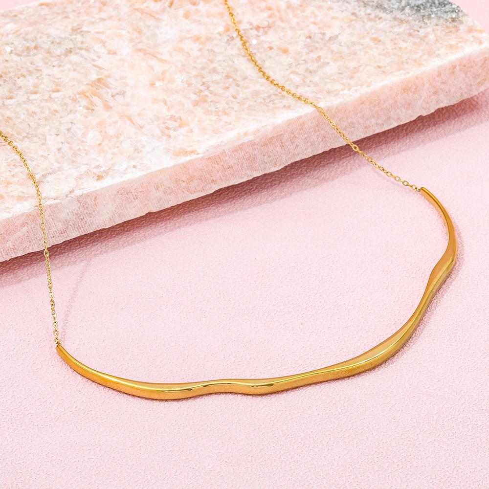 Fenny 18K PVD Plated Non Tarnish Fashion Designer Irregular Tube Pendant Choker Chain Necklace Stainless Steel Jewelry