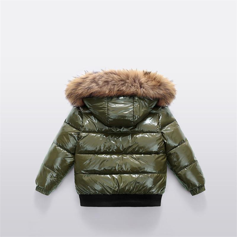 Dětská módní a všestranná dívčí bunda s kožešinovým límcem, silná a teplá, chlapecký zimní kabát