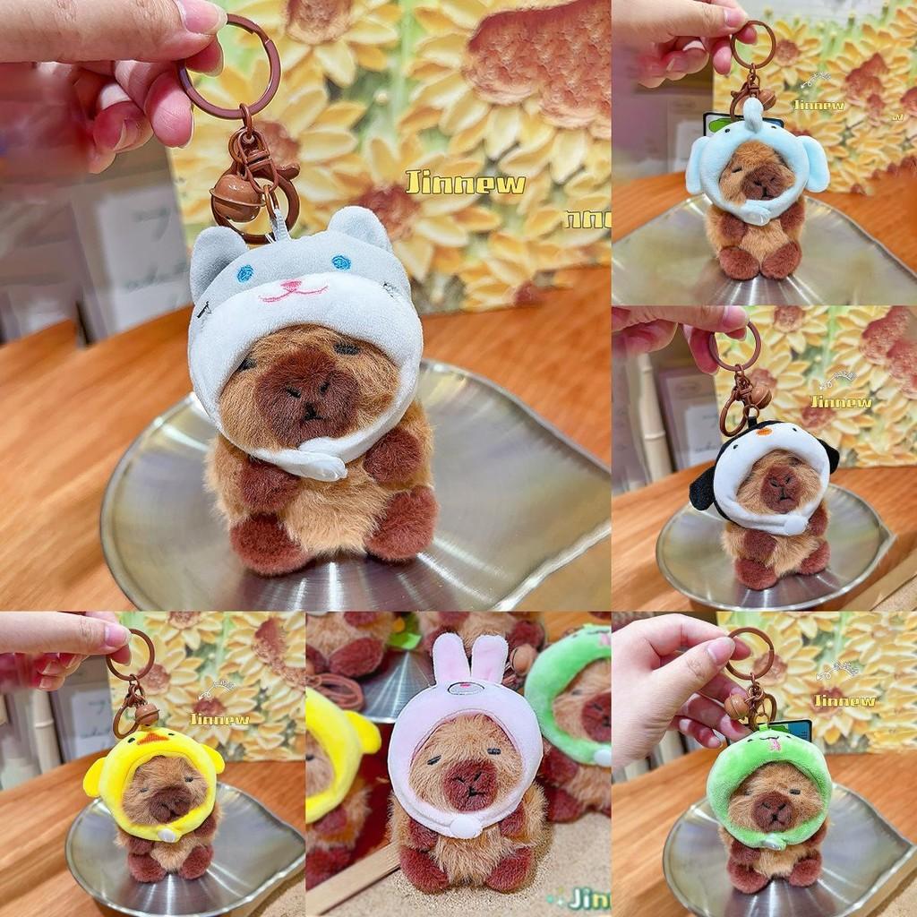 Wearing Rabbit Snake Chicken Cat Penguin Headgear Capybara Plush Keychain Gift