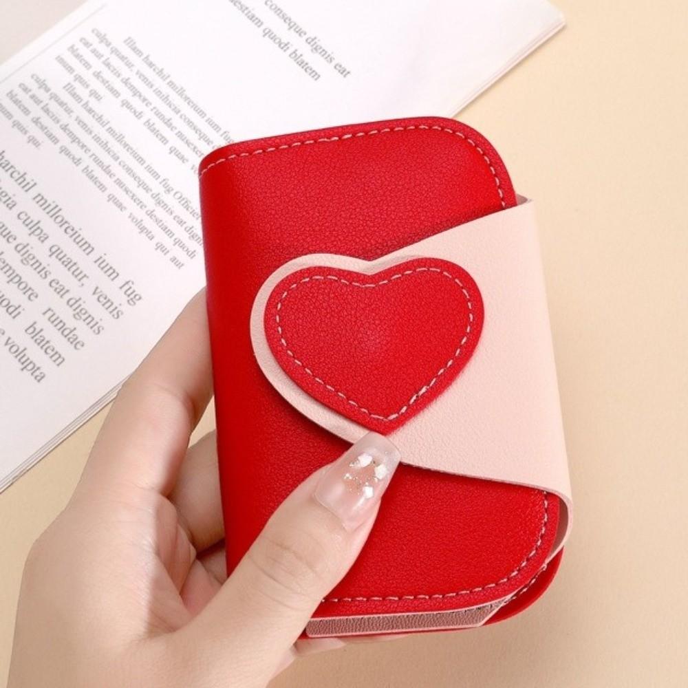 Patchwork Style PU Two-tone Key Case Mini Size Multi Slots Card Holder Multifunctional Portable Keychain Wallet Women