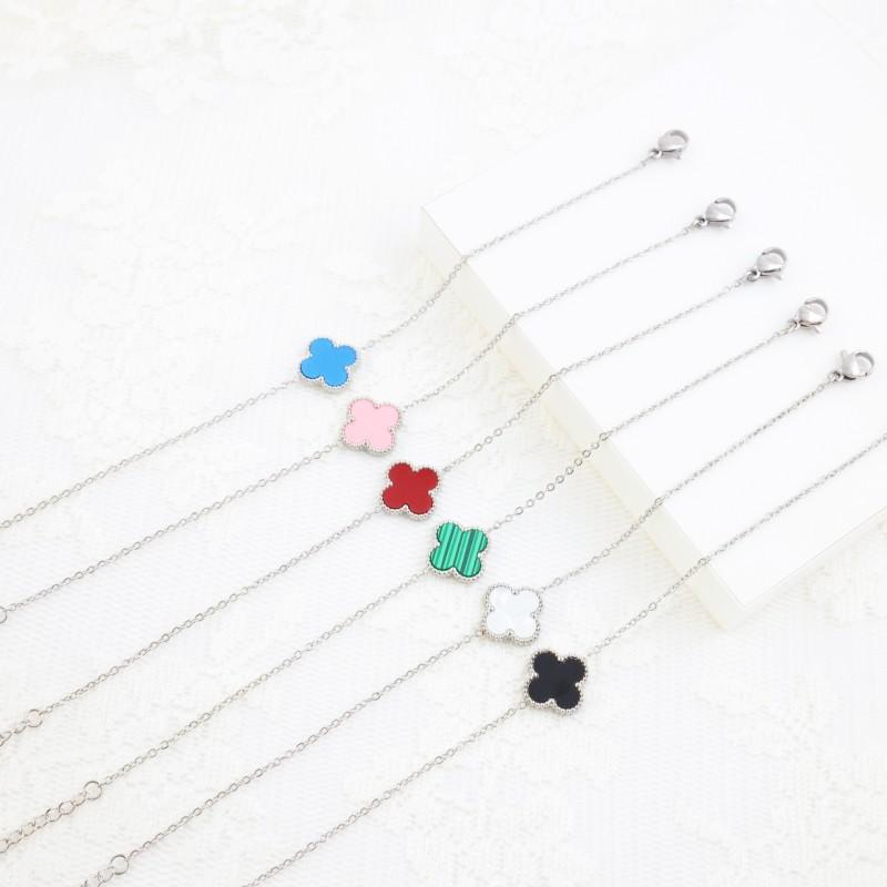 This stylish titanium steel four-leaf clover bracelet is a never-fading elegant bracelet for women