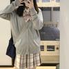 Japanese College Style V-Neck Cardigan for Women - Autumn/Winter School Uniform Sweater