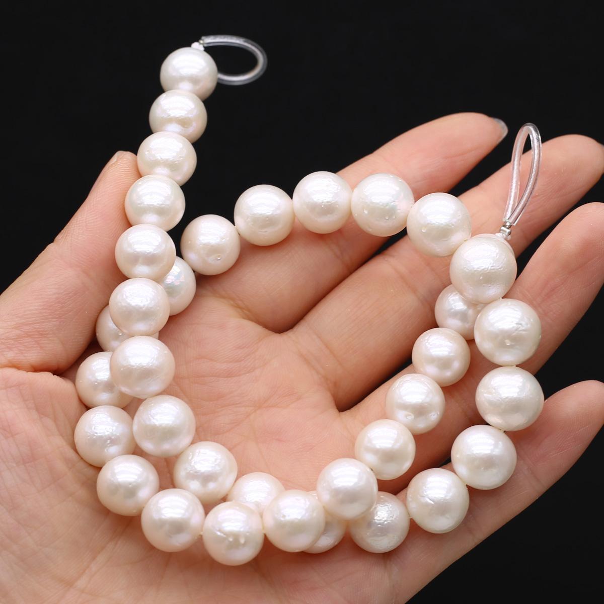 

1String, White Natural Freshwater Pearls 12-13mm, Handmade Near Round Pearl Beads for Jewelry Making DIY Crafts, Needlework 36cm 1String/12-13mm-36cm белый