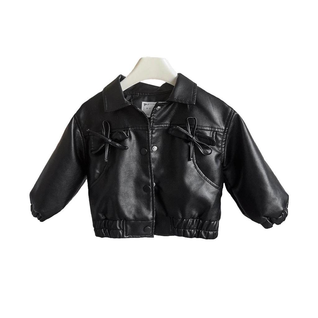 Girls' Leather Jacket with Jacquard Midi Cake Skirt - Spring/Autumn Fashion (AQA086-AQA087)