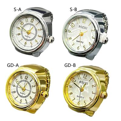Ringuhr für Damen Herren Runde Quarzuhr Zifferblatt mit arabischen Ziffern Armband-Ring Kreativer Fingeruhr-Ring für den Valentinstag