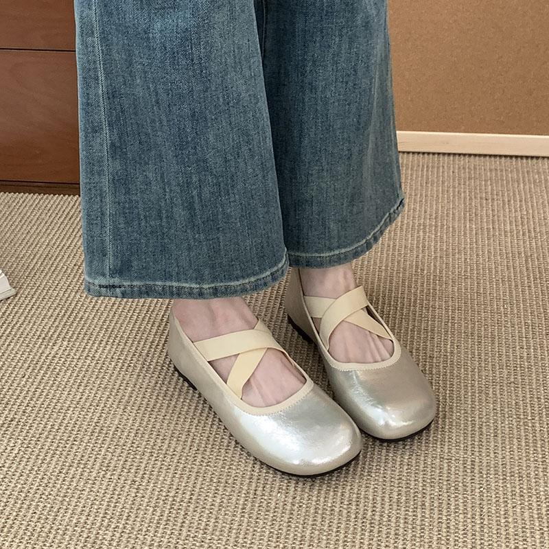 Fashion Soft Fashion Elastic Band Women Flats Slip On Shoes Female Shallow Footwear Round Toe Ladies Mary Janes Flats Shoes