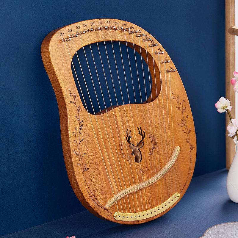 Lyre Harp 16 19 Strings Mahogany Wood Harp Piano 19 Strings Stringed Musical Instrument With Tuning Wrench Spare Strings