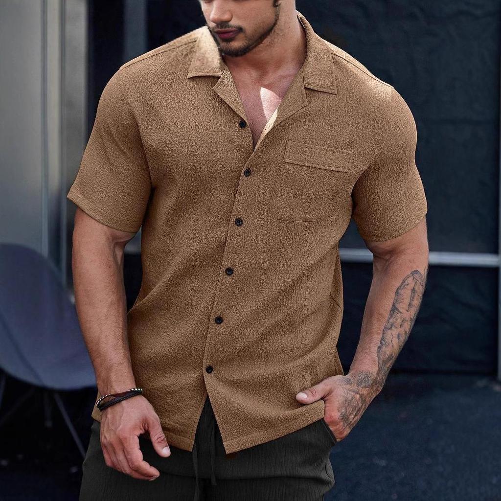 Herren Hemden Kurzarm Hemden mit Knöpfen Knitterfrei Lässig Bequem Urlaubs Strand Sommer Oberteile Weich Leicht Guayabera Hemd für Herren