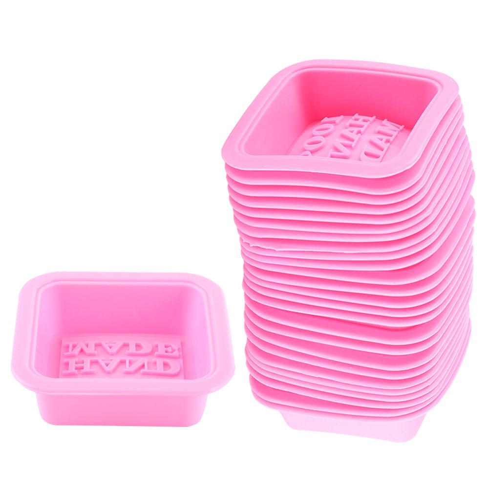 25PCS DIY Handmade Silicone Soap Mold Multifunction Candle Molds Cake Making Baking Mould(Pink )