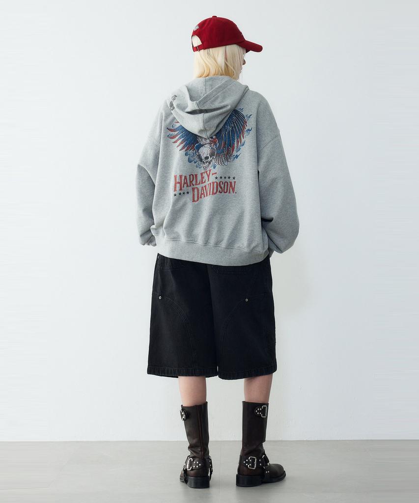 Harley-Davidson Collections® [Bone Rider] Skullwing Hood Zip-Up Melange Grey_Hh16109001