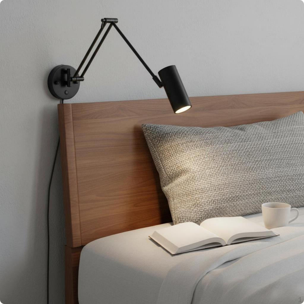 Adjustable Swing Arm Lamp Foldable Wall Light Retro Reading for Readers,