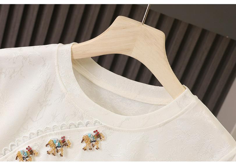 Elegant Chinese Beaded Embroidery Jacquard Long Sleeve Top for Spring/Autumn