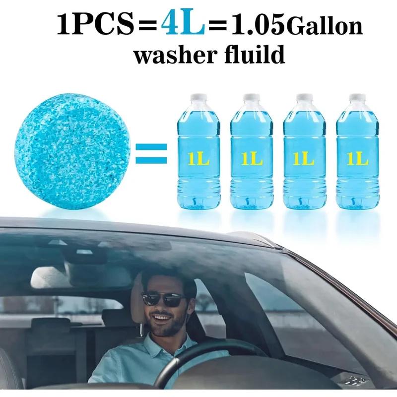 Car Windshield Washer Fluid Concentrated Tablets Solid Effervescent Wiper Tablet for Car Room Kitchen Window Glass Cleaning