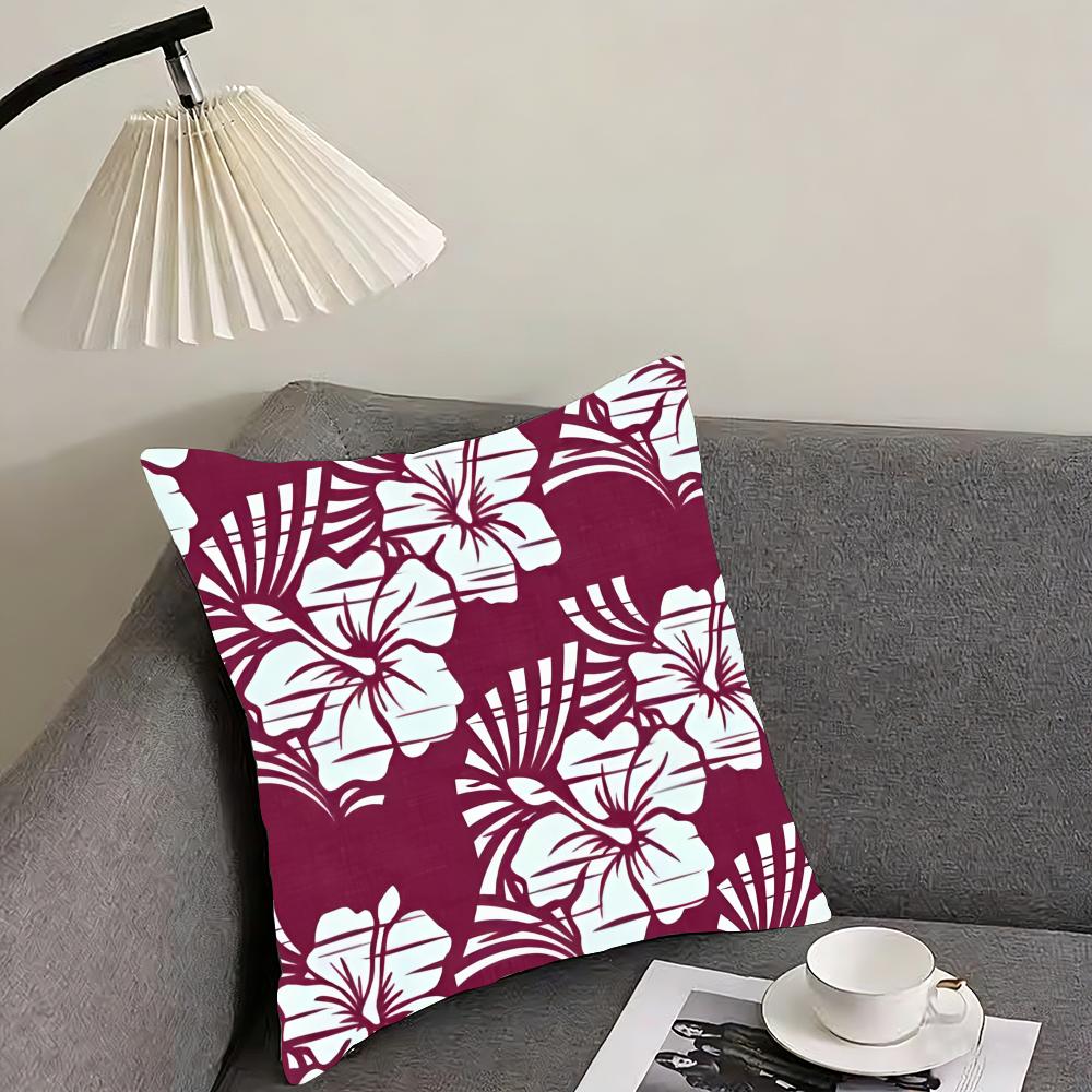 Hawaiian Flowers Cushion Cover Pillowcase Comfort Sofa Bed Silky Elegant Invisible Zipper Decorative Cushion Cover