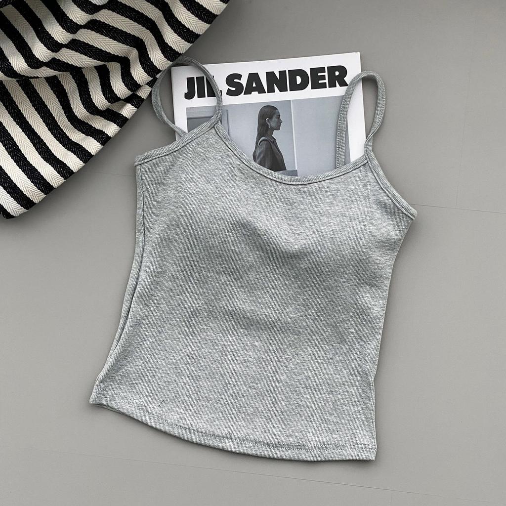 Women's Padded Camisole Top, Stretchy Slimming Cami with Built-in Bra, Pure Desire Style Spring Summer Basic