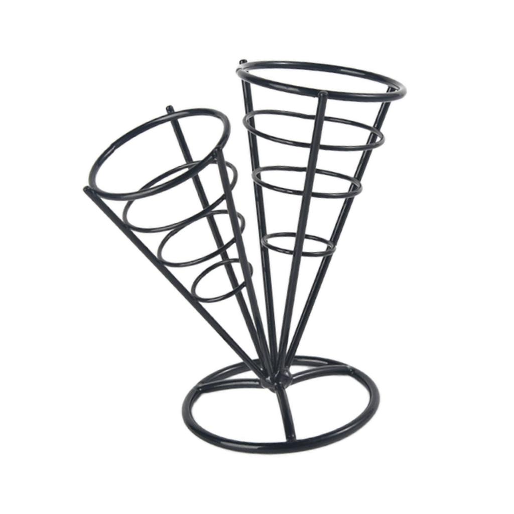 French Fries Stand Easy Carrying Clean Food Cone Metal Wire Fry Holder Fried