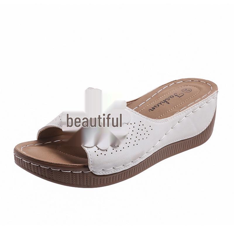 

Plus Size Women s Lightweight Wedge Heel Sandals - Summer 2025 Hollowed-Out Design, Outdoor Comfort 41 білий