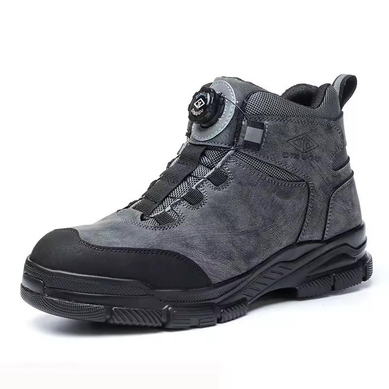 New Rotating Buttons Work Boots Men Steel Toe Shoes Safety Boots Puncture-Proof Protective Shoes Waterproof Indestructible Shoes