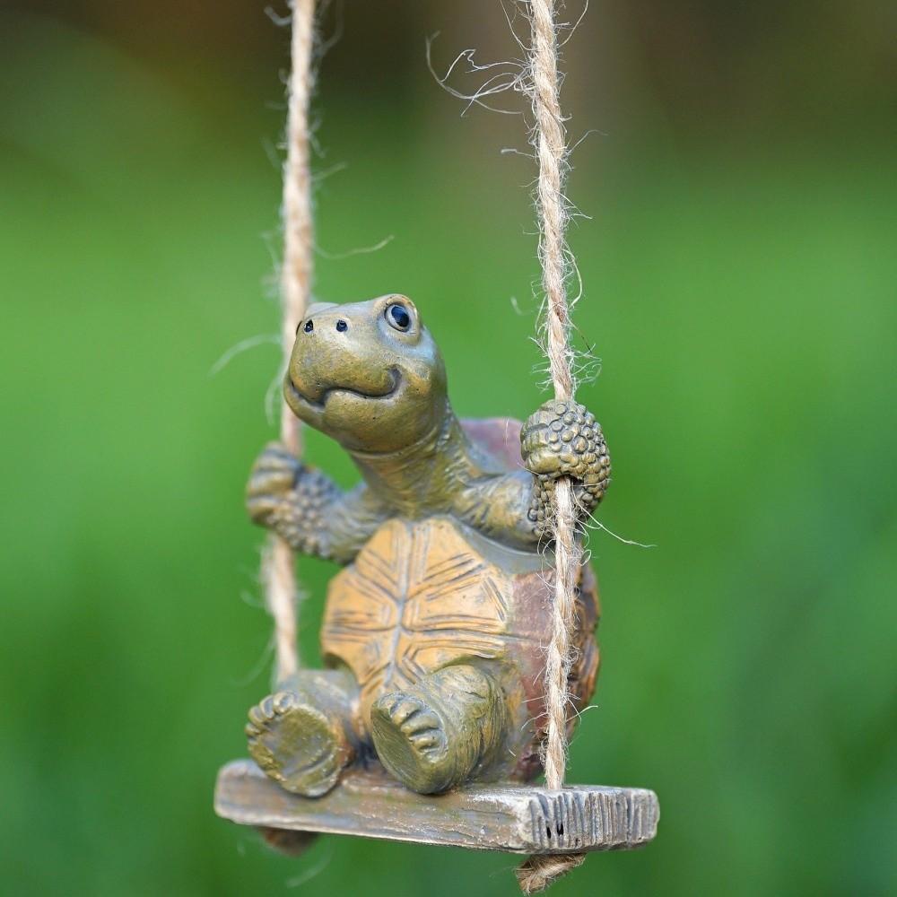 Resin Swing Turtles Statue Craft Funny Hanging Ornaments Creative Animal Figurines Sitting Turtles Sculptures Gift