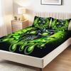 Green Slime Skull Fitted Sheet Set 3D Print Bedding Set Soft And Durable Fabric For Teens Bedroom Decor