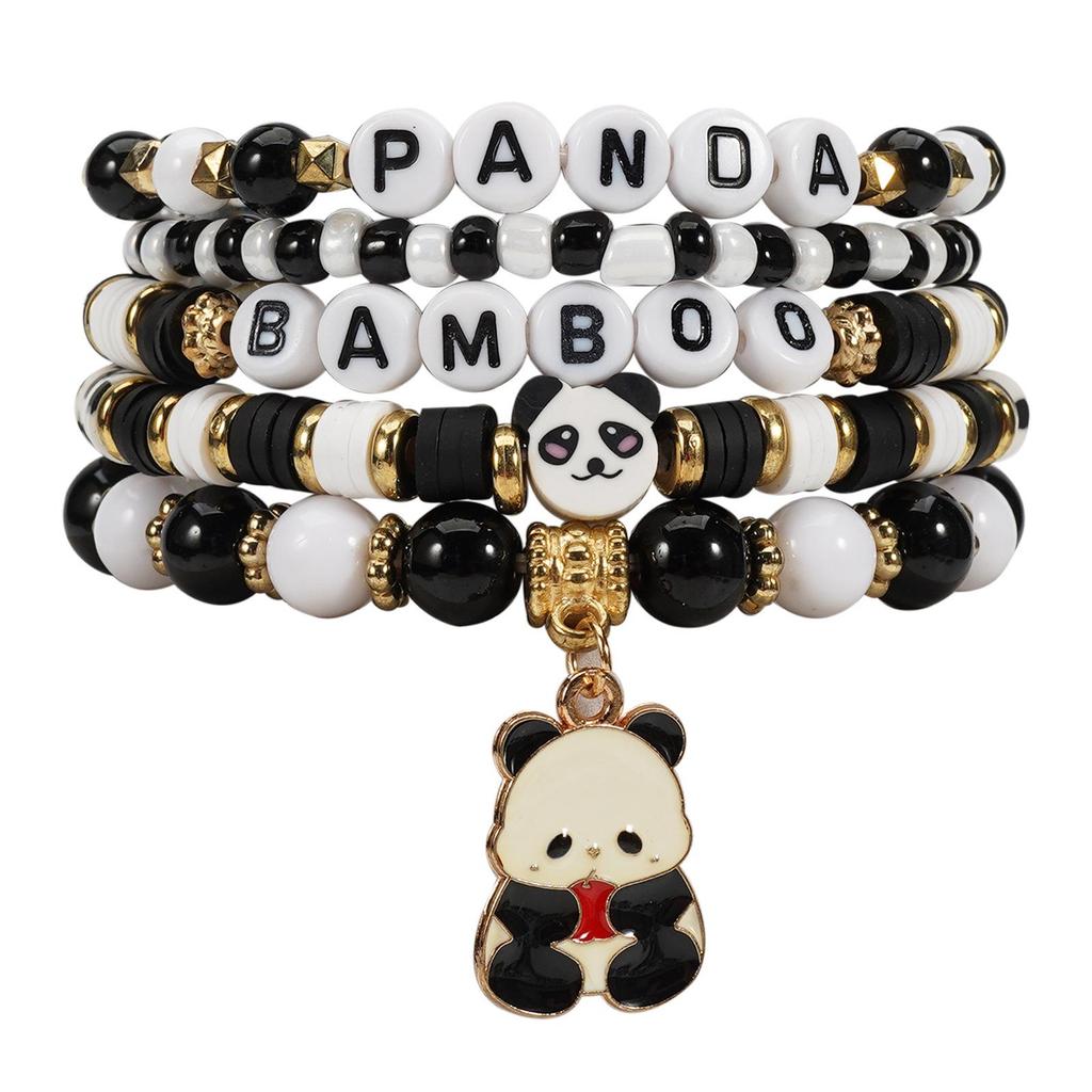 Bohemian Panda Handgefertigtes Perlenarmband-Set - 5 Stück