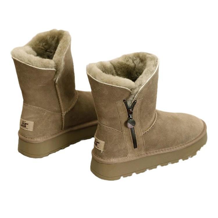 Soft leather version~ Northeast snow boots women's 2025 new winter mid-tube non-slip thick-soled piled thickened warm cotton shoes