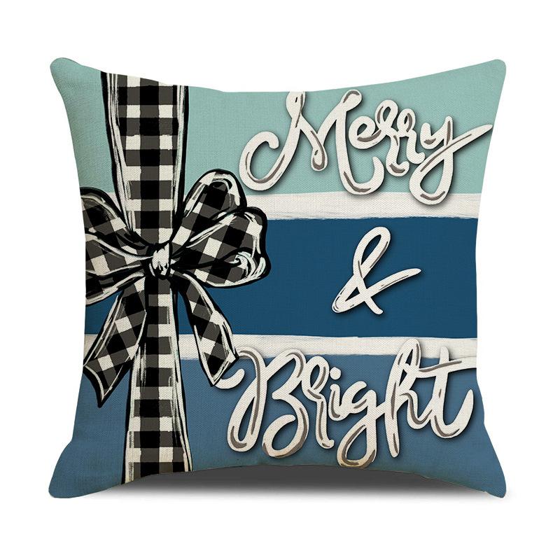 Christmas Pillow Linen Print Set Pillow Case Living Room Versatile Sofa Cushion Linen Breathable Cushion