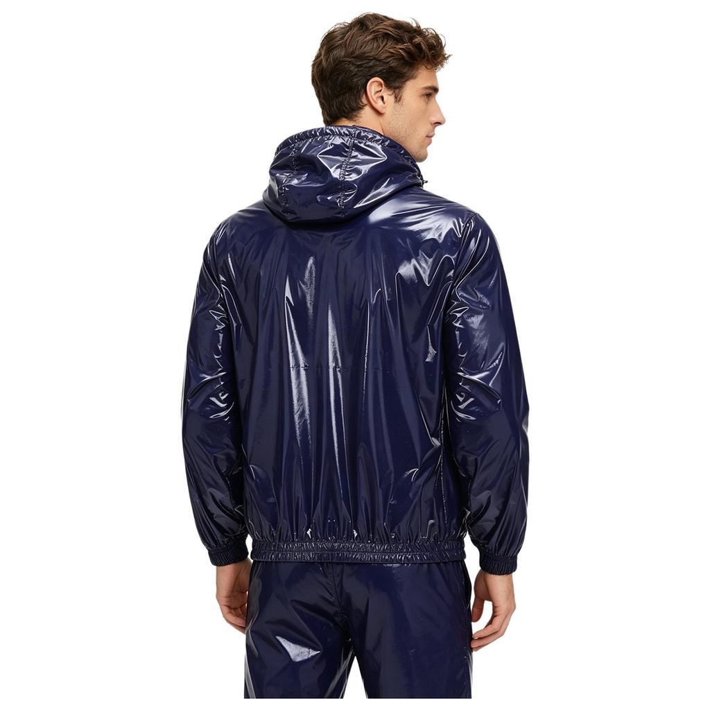 S-3XL Men Waterproof Hooded Jacket Long Sleeve Front Zip Up Drawstring Raincoat Windbreaker for Hiking Fishing Biking Outdoor