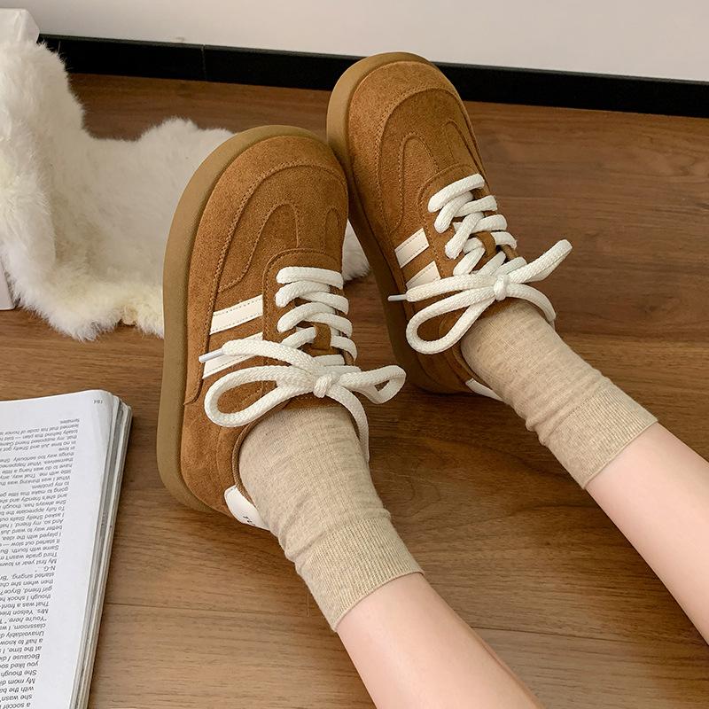 Leather platform women's shoes new autumn retro versatile sports board shoes casual children