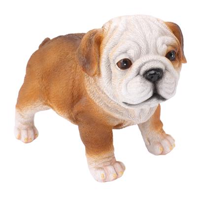 English Bulldog Puppy Statue Lifelike Resin Bulldog Sculpture for Garden Lawn Porch Decoration