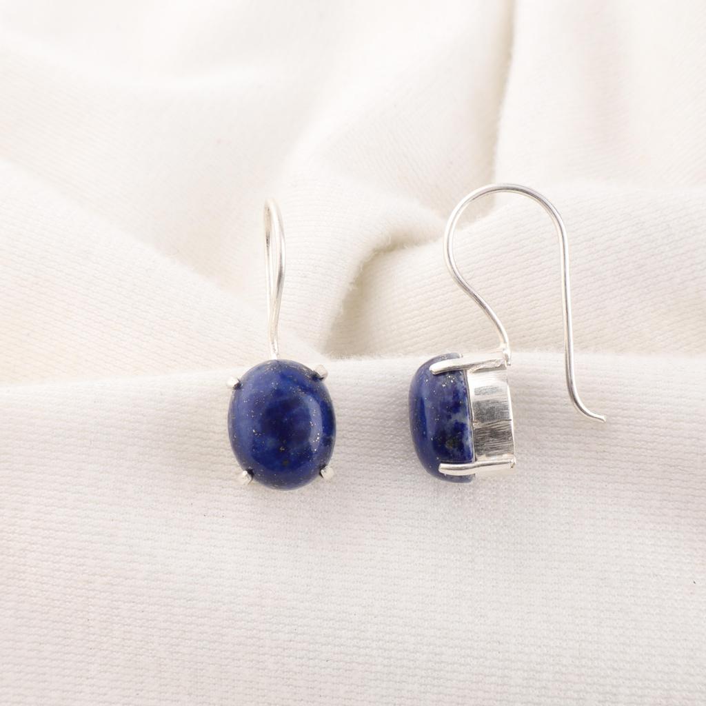Lapis Lazuli Earrings Handmade Gemstone Jewelry, 925 Solid Sterling Silver Earrings, Unique Design Jewelry Earrings