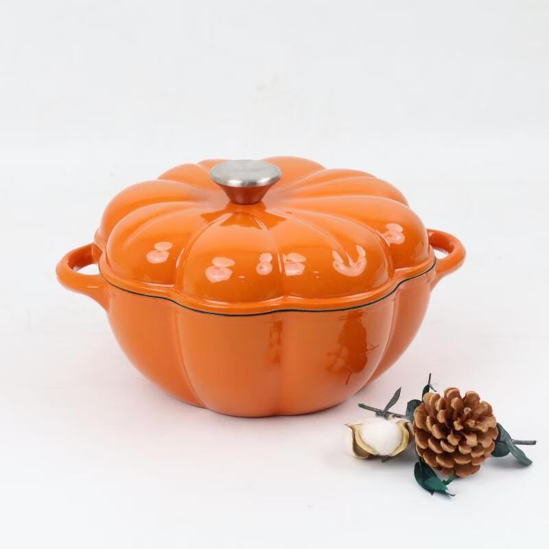 Pumpkin Shaped Cast Iron Enamel Pot