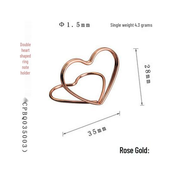 Double-Layer Geometric Heart Triangle Card Holder - Metal Desktop Note & Message Stand