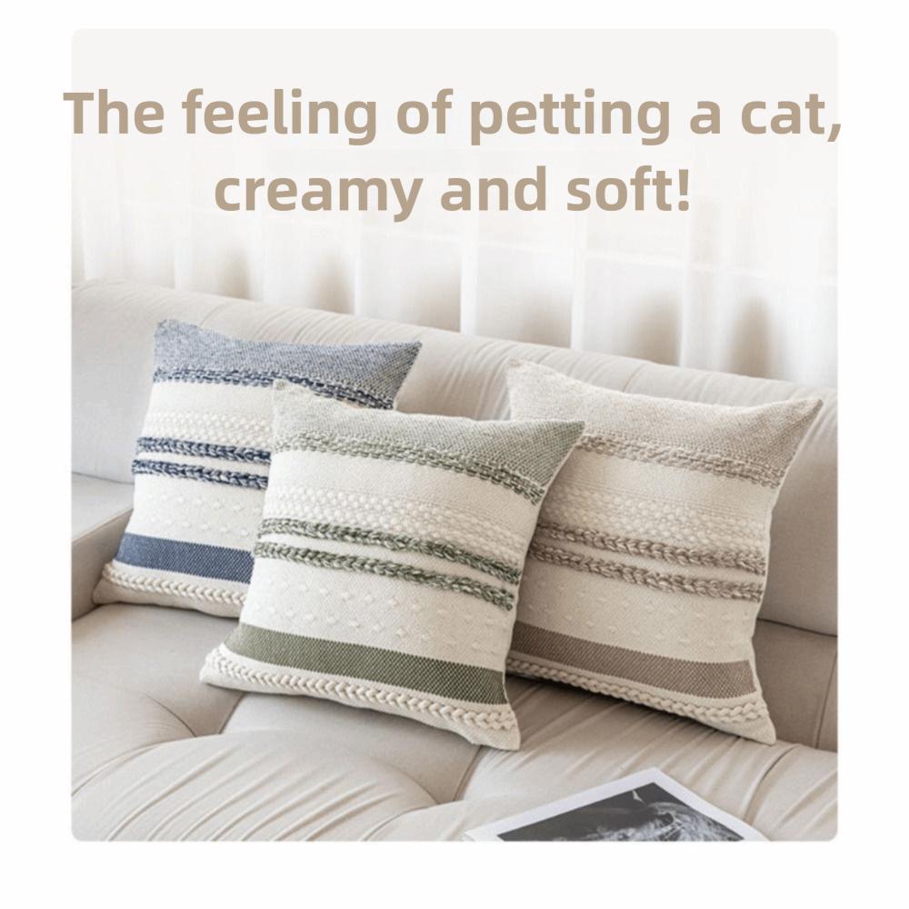 Strukturiertes Design Boho Wurfkissenbezüge 18x18 Zoll Strukturierter gestreifter Kissenbezug Heimdeko