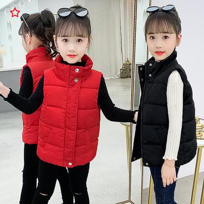 Winter Children's Solid Color Vest  Boys Wearing Vests Big Kids Baby Warm Sleeveless Vest Children's Down Cotton Vest In Autumn and Winter Is Warm
