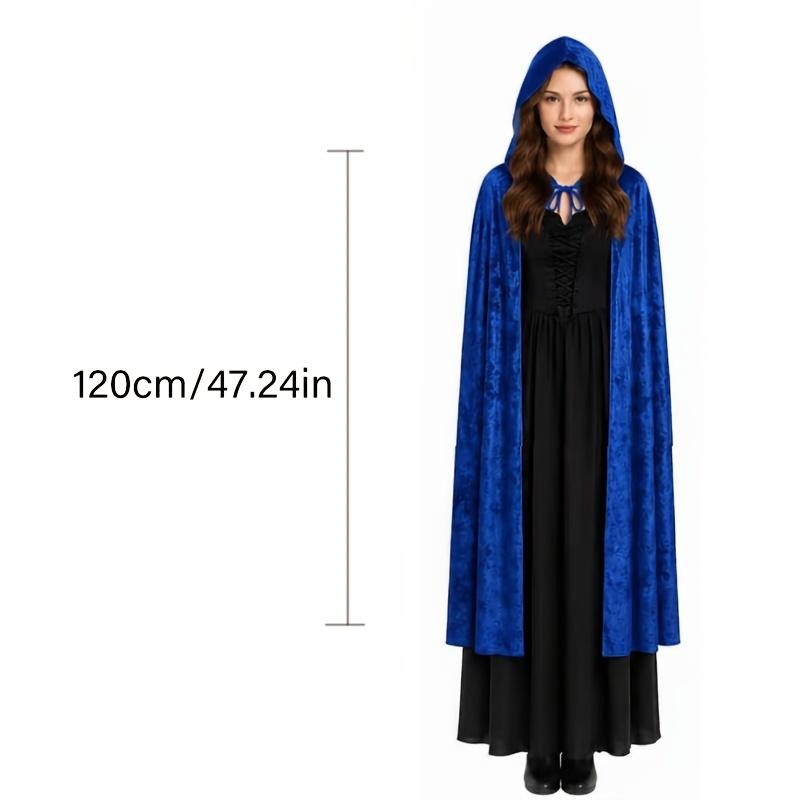 1Pc Velvet Hooded Cape, Halloween Cloak Robe Unisex Witch And Elf Cosplay Accessory Suitable For Costume Masquerades, Devil And Vampire Dark Outfits