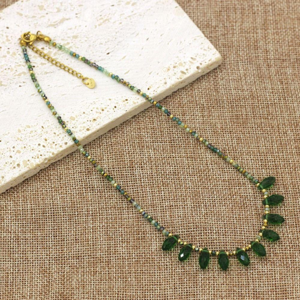 Crystal Bead Bohemian Style Necklace High-end Clavicle Chain Fashion Crystal Bead Necklace  Gift
