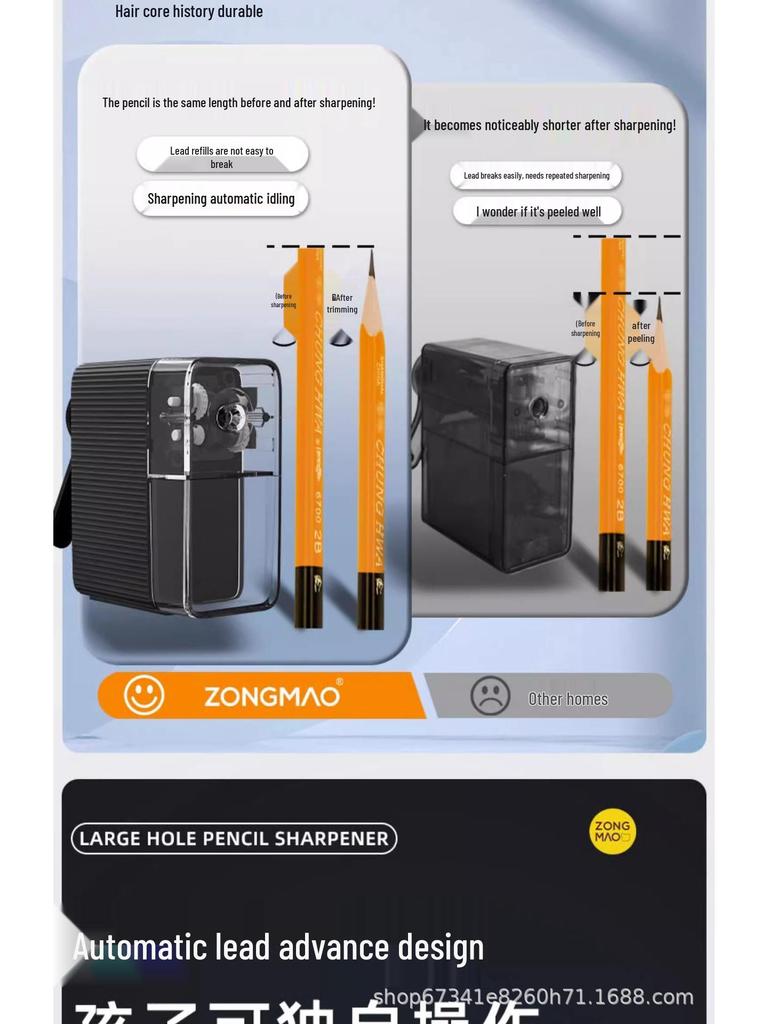 Zongmao Hand-Crank Large Caliber Pencil Sharpener for Thick and Triangle Pencils