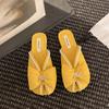 Baotou half slippers women's summer wear new versatile flat bottom pregnant women French pearl bow fish mouth sandals