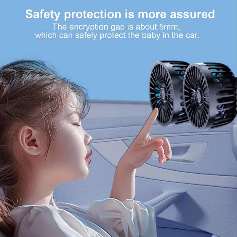 Electric Car Fans For Rear Seat 360 Degree Rotatable Dual Head Rear Seat Air Fan Vehicle Rear Headrest Fans With 3 Speeds Auto