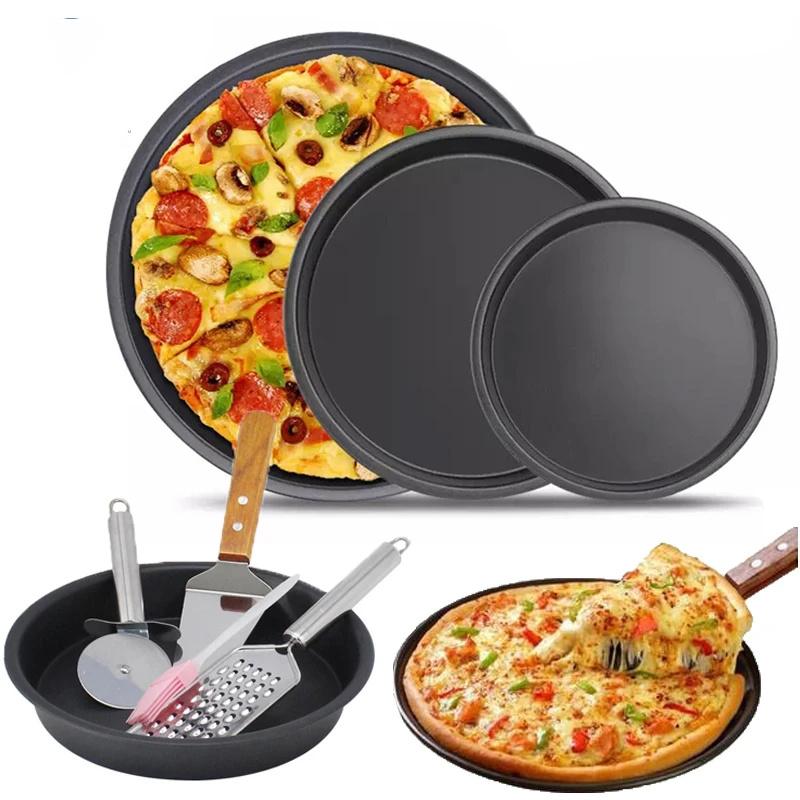 Nonstick Pizza Pans Nostick Carboon Steel Cake Pan Round Pizza Tray Baking Mold Sheets Dough Pie Mould Bakeware Kitchen Tool
