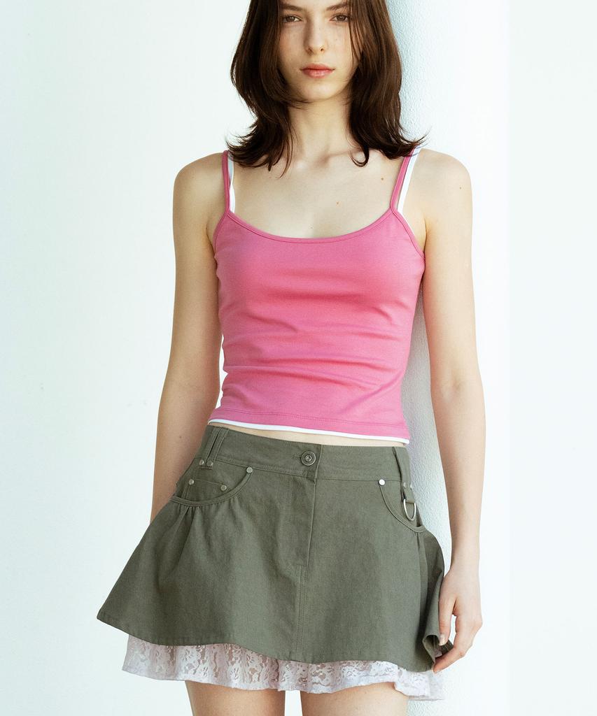 Visus Lily Lace Mini Skirt_Khaki