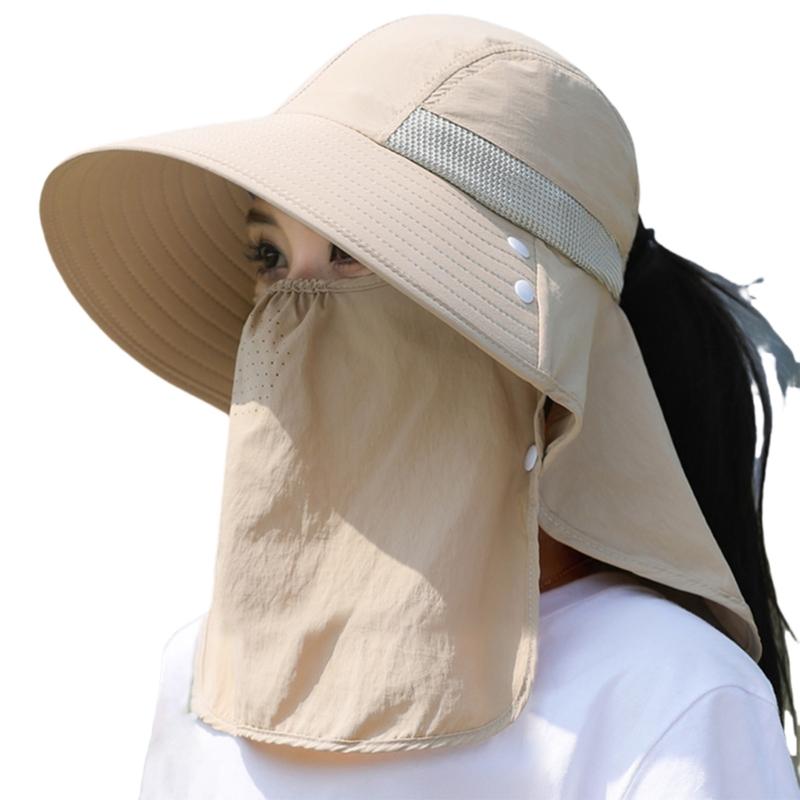 

Sun Protective Face Cover Hat for Women Floppy Sun Hat with Adjustable Drawstring Breathable Hat for Outdoor Activity хакі