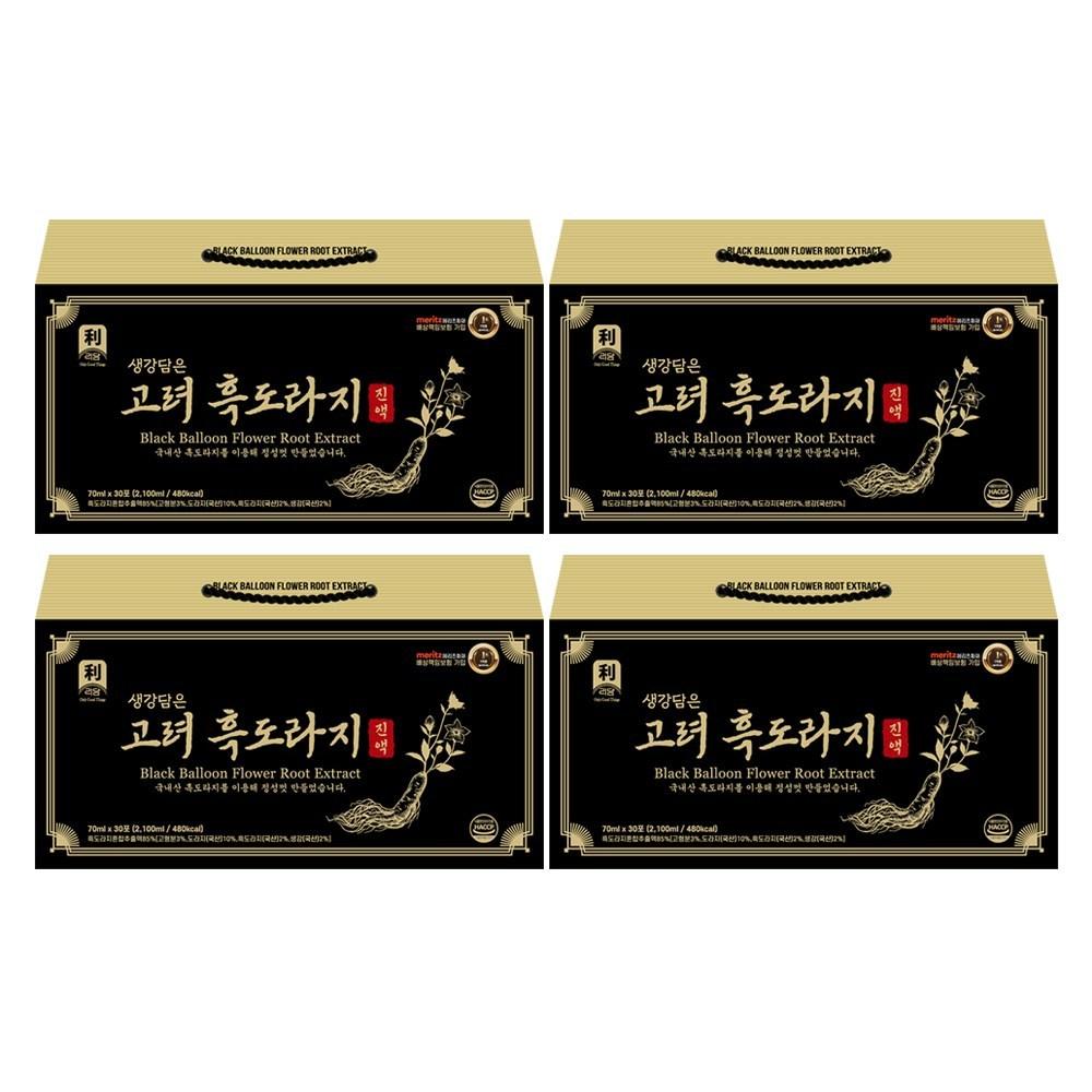 Goryeo Ginger-Infused Black Balloon Flower Root Extract 30-Pack Gift Set (4 Pcs) 2.1L